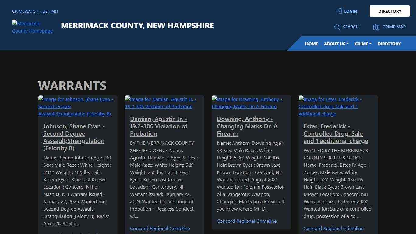 Warrants for Merrimack County, New Hampshire | CRIMEWATCH