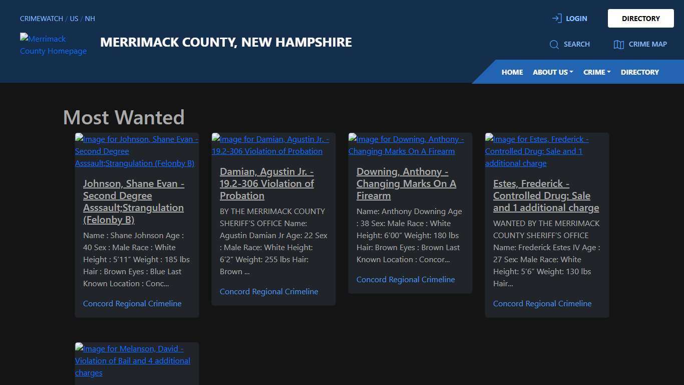 Most Wanted for Merrimack County, New Hampshire | CRIMEWATCH